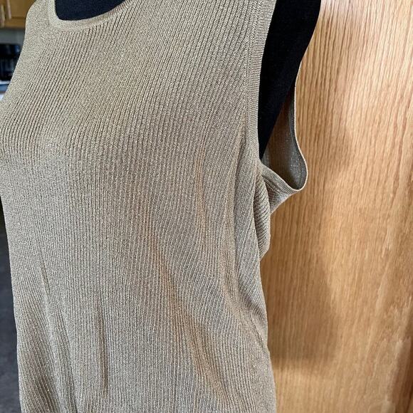 Ralph Lauren scoop neck, gold shimmer ribbed sleeveless, women's size XL - Picture 5 of 5
